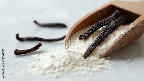 Vanilla Powder with Bean Flecks on a Surface