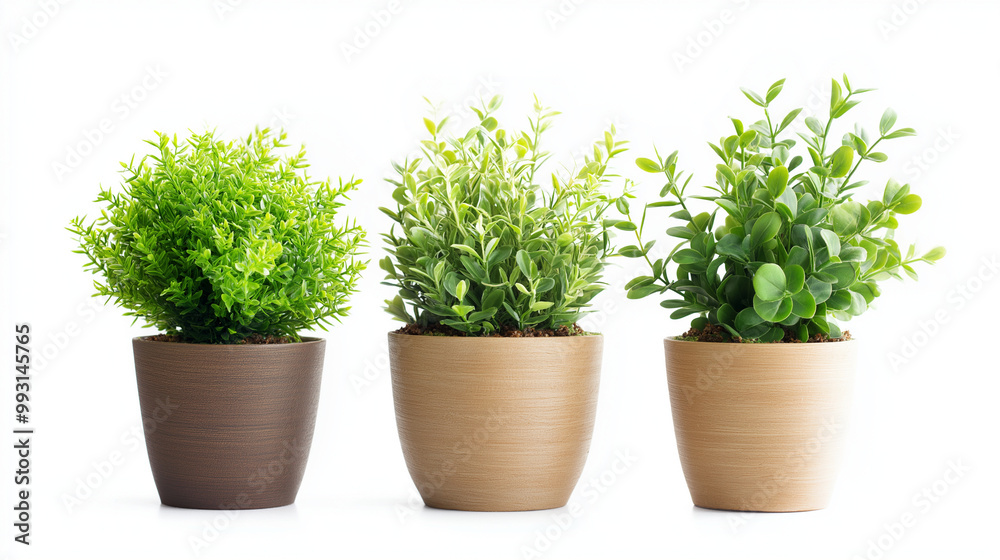 artificial plants in flower pots isolated on white background artificial plants in flower pots isolated on white background