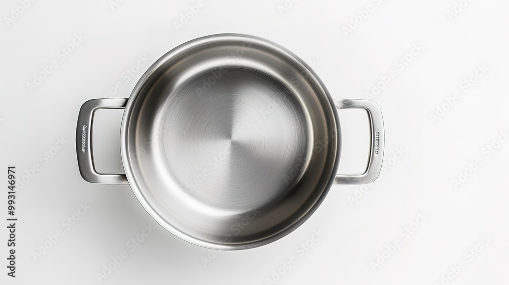 Stainless pot seen from above isolated on white background Stainless pot seen from above isolated on white background