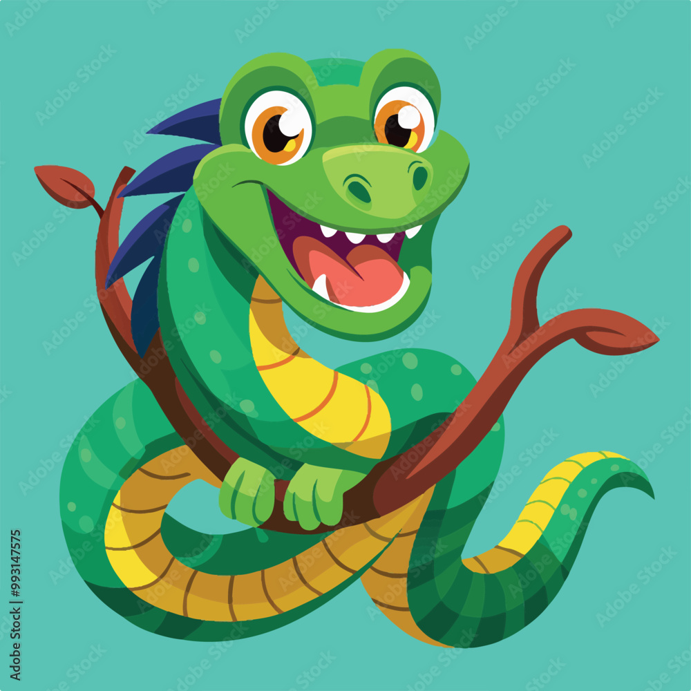 Fototapeta premium green snake cartoon
