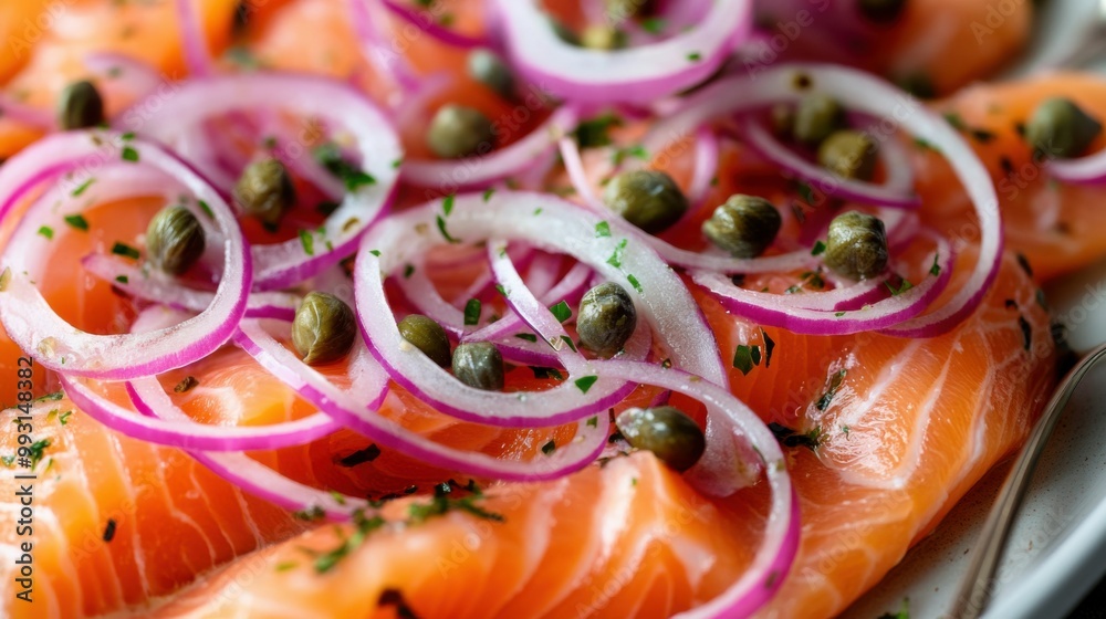 Fresh Salmon with Red Onions and Capers
