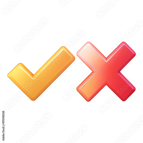 Check and cross mark on transparent