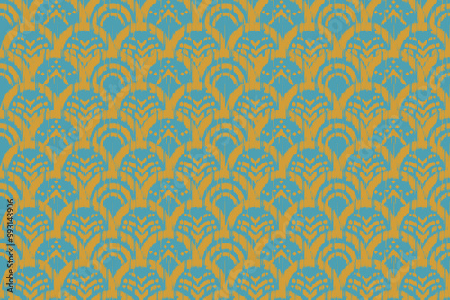 Ikat ethnic seigaiha fabric fish scales seamless pattern on background. geometric fish scales Seigaiha. for design ethnic seigaiha pattern fashion fabric design carpet, clothing, wrapping, wallpaper