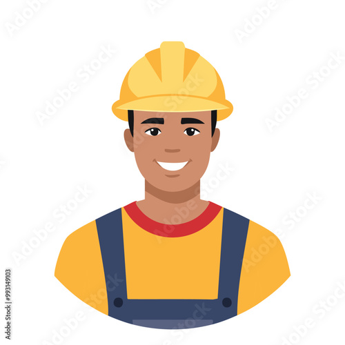 Smiling Construction Worker Vector Illustration