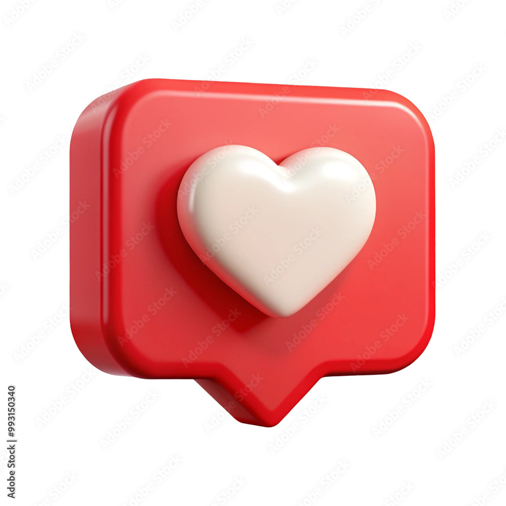 3D Heart with bubble notification illustration 3D Heart with bubble notification illustration