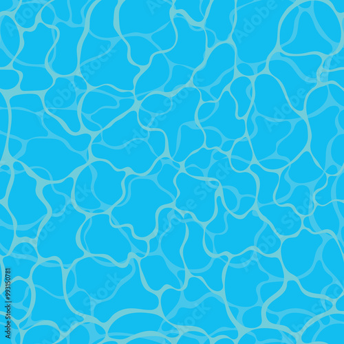 Turquoise rippled water texture background. Seamless pattern. Sea waves abstract background. Modern flat  background design with tranquil turquoise ripples. Vector illustration.