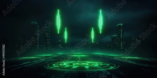 Wallpaper Mural Futuristic city skyline with glowing 5G symbols and AI neural network connections, high-tech connectivity concept, 5G Connectivity, Futuristic Technology Torontodigital.ca