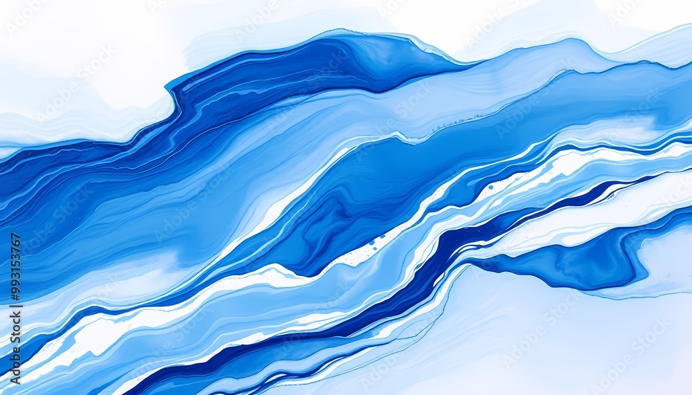 Minimalist Abstract Painting with Dynamic Blue and White Brush Strokes - Ocean-Inspired Energy Minimalist Abstract Painting with Dynamic Blue and White Brush Strokes - Ocean-Inspired Energy