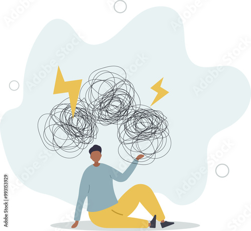 Stress burden, anxiety from work difficulty and overload,flat design with people.