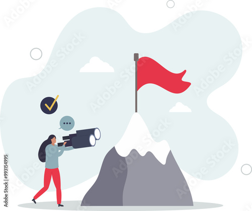 Focusing on target and business challenge objective.Successful peak and top seeking.flat design with people.