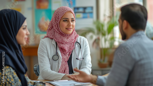 Arabic patients talking with doctor photo