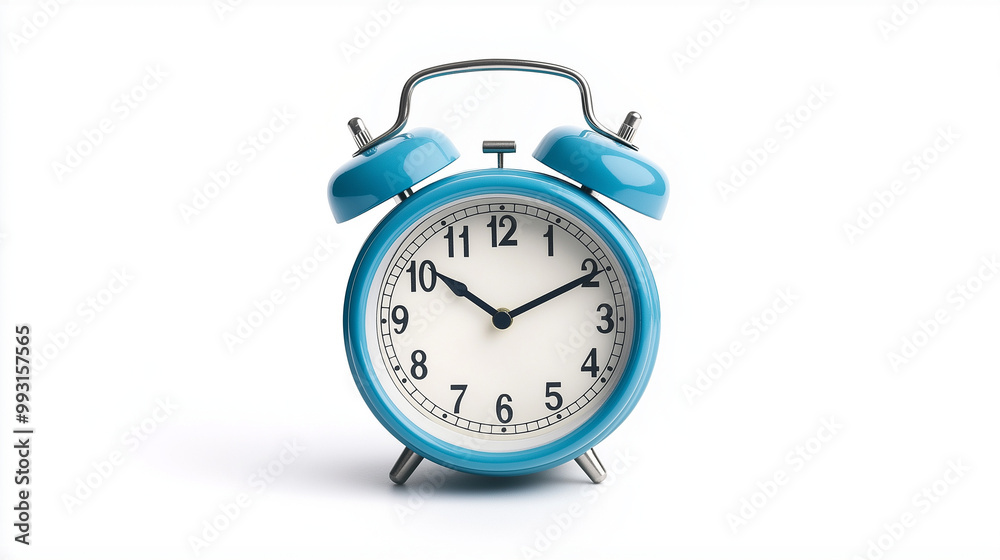 blue color alarm clock isolated on white background blue color alarm clock isolated on white background