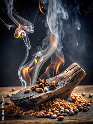 burning incense stickfire, flame, heat, hot, burn, burning, wood, bonfire, fireplace, campfire, night, red, orange, light, yellow, flames, black, danger, log, coal, warm, camping, nature, dark, energy photo