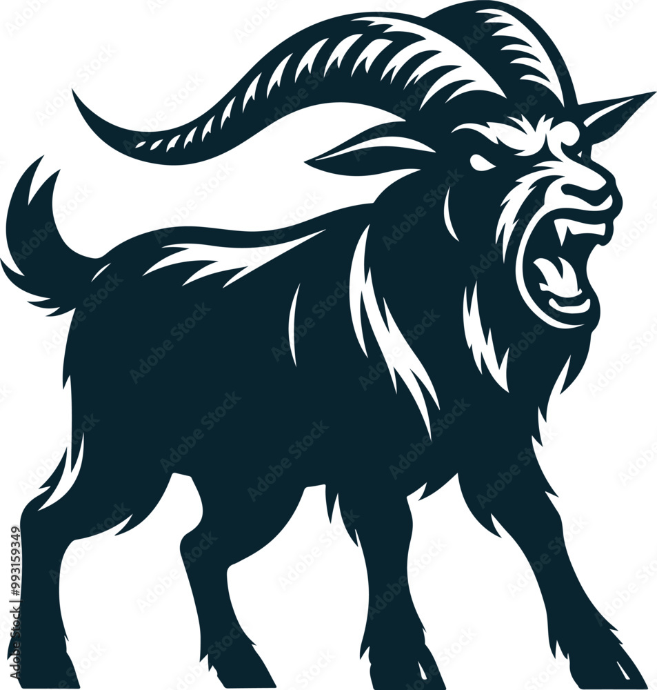Angry Goat Silhouette Vector file. on white background Angry Goat Silhouette Vector file. on white background