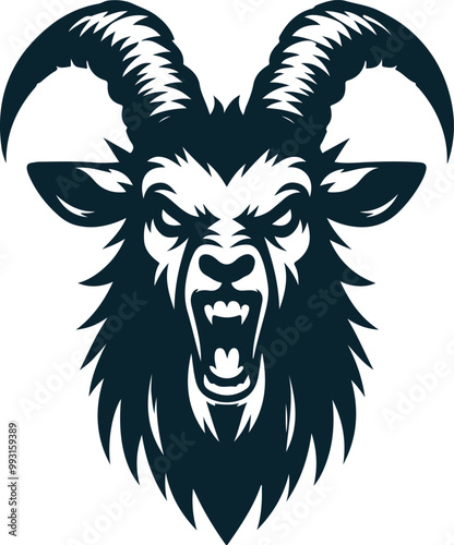 Angry Goat Silhouette Vector file. on white background