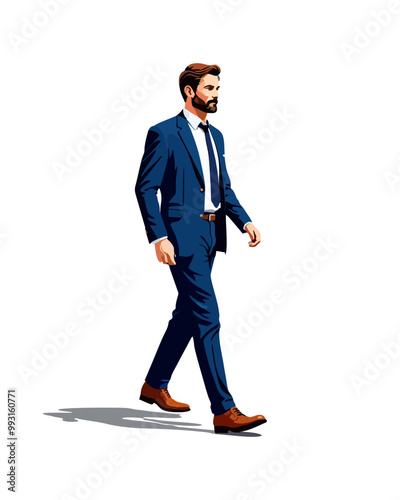 Detailed flat vector people and illustration, man with executive outfit