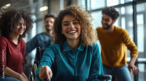 The Happy Woman in Wheelchair