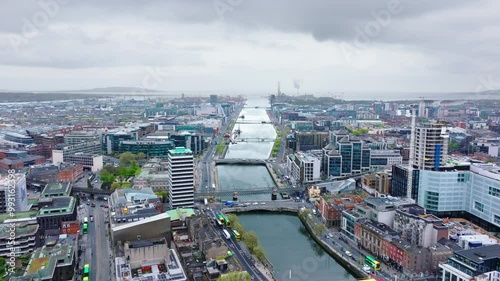Aerial of the City of Dublin in Ireland