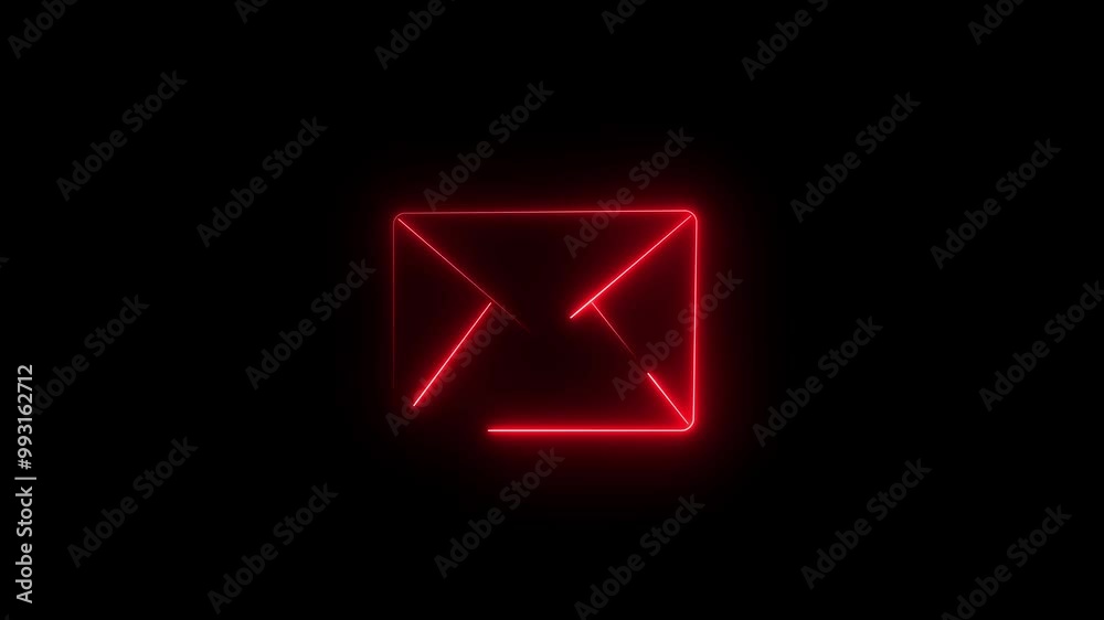 Glowing neon speech bubble icon. pink message box animation icon. Receive message with conversation notice black background.