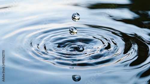 Water Droplet Creating Ripples on a Calm Surface