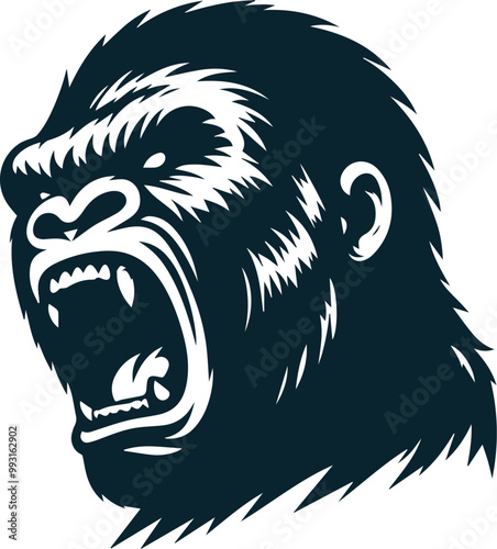 Angry Gorilla Silhouette Vector image. on white background