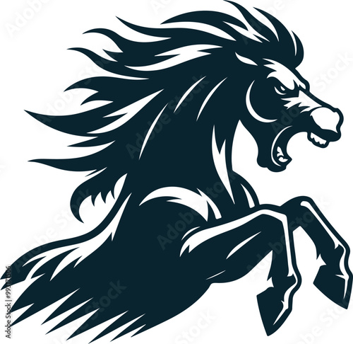 Wallpaper Mural Angry Horse Silhouette Vector image. on white background Torontodigital.ca