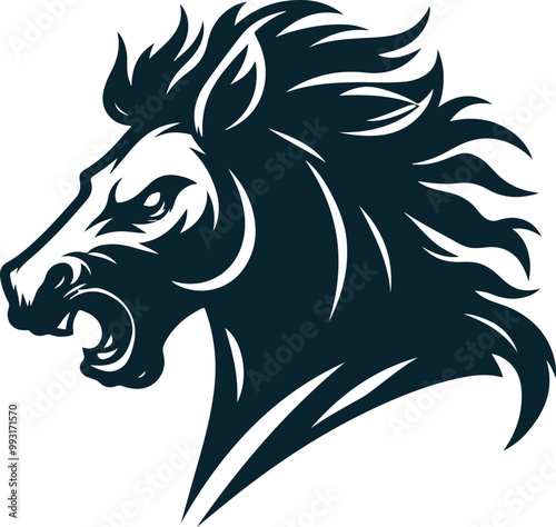 Wallpaper Mural Angry Horse Silhouette Vector image. on white background Torontodigital.ca