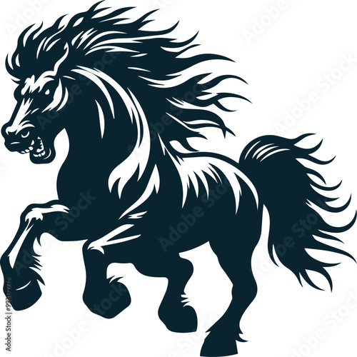 Wallpaper Mural Angry Horse Silhouette Vector image. on white background Torontodigital.ca