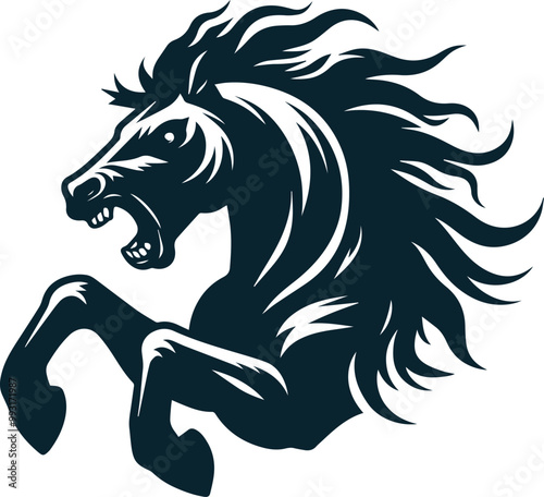 Angry Horse Silhouette Vector image. on white background