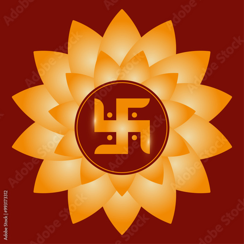 Vector minimalistic icon design of Swastika a religious symbol for Hinduism, Buddhism, Jainism, and Odinism photo