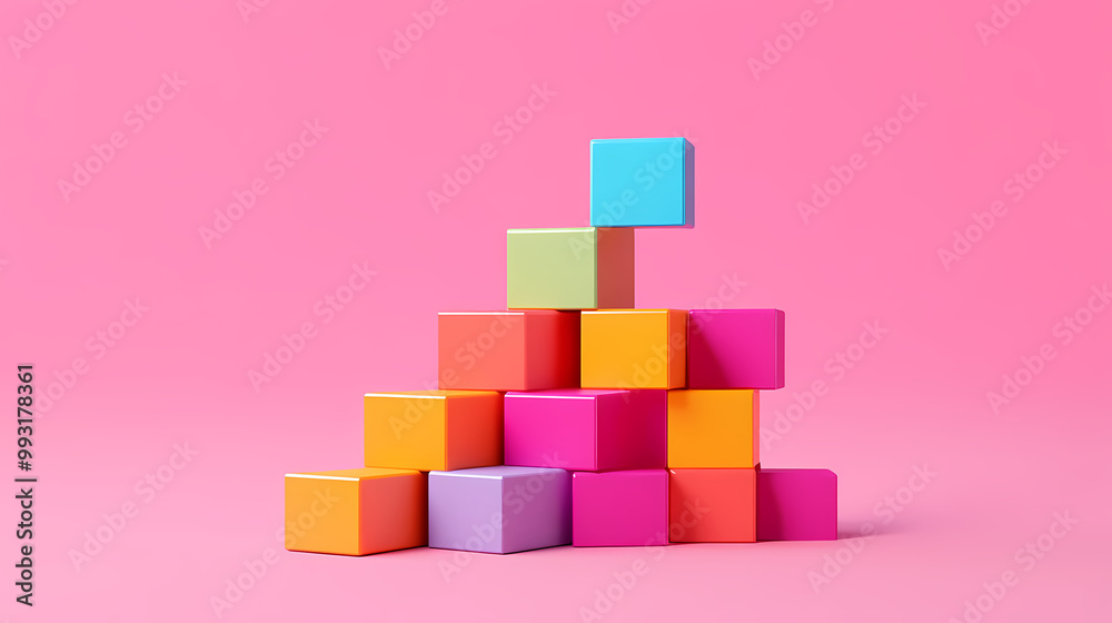 Geometric stacking structure of colorful blocks Geometric stacking structure of colorful blocks