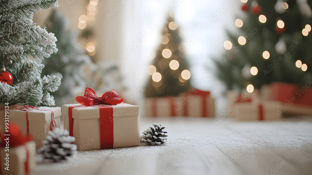 Blurred Festive Christmas Mockup Scene Blurred Festive Christmas Mockup Scene