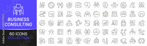 Business consulting line icons collection. Thin outline icons pack. UI icon collection. Set of line web pictogram