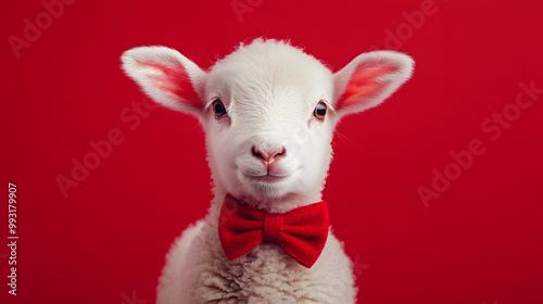 Adorable Lamb Portrait with Bow Tie