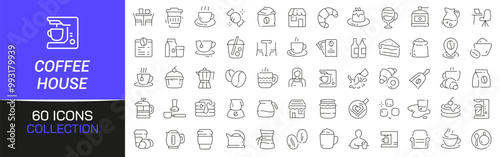 Coffee house line icons collection. Thin outline icons pack. UI icon collection. Set of line web pictogram