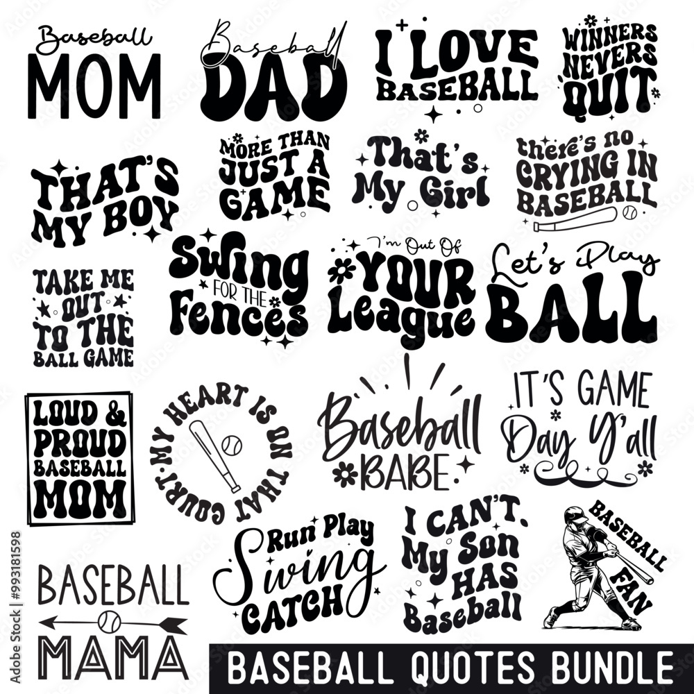 Fototapeta premium Baseball Design Bundle , Baseball Quotes , Baseball Typography,