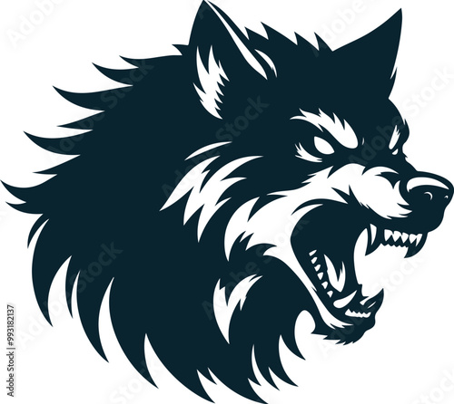 Angry wolf Silhouette Vector file. on white background