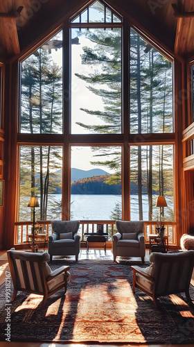 Luxury Adirondack Lake House Interior