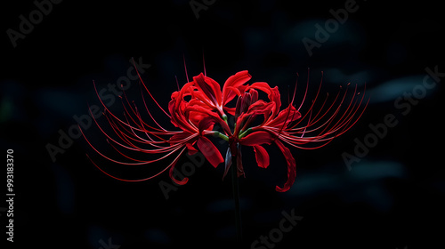Obraz na płótnie : Red Spider Lily on Dark Background w salonie