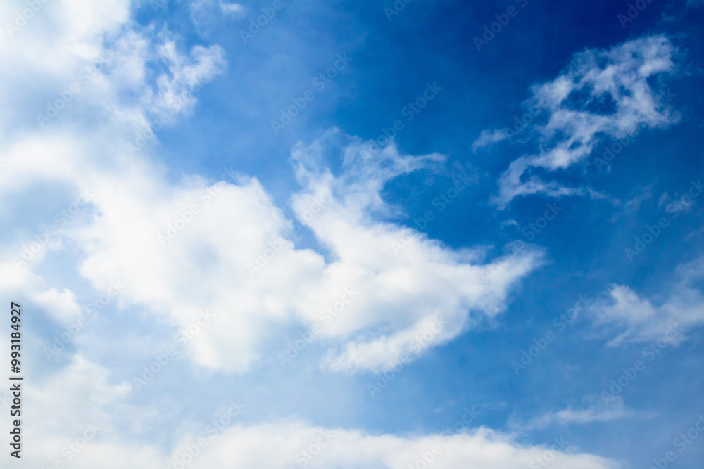 Cloudy blue sky background. Clouds in the summer sky. Natural wallpaper idea concep Cloudy blue sky background. Clouds in the summer sky. Natural wallpaper idea concep