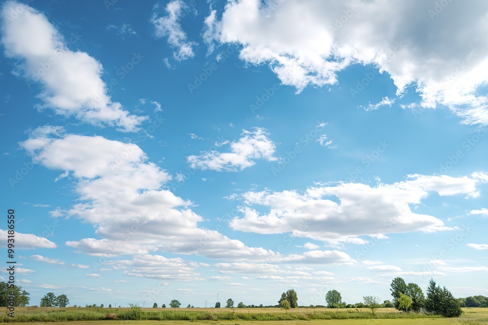 A photo of the sky with fluffy white clouds against a deep blue background A photo of the sky with fluffy white clouds against a deep blue background