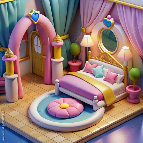Cartoon style interior of a bedroom