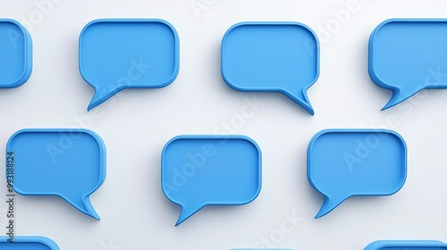 Colorful blue speech bubbles on a clean background for design purposes.