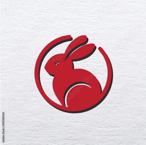 Red Rabbit Logo Cute and Playful Vector Graphic