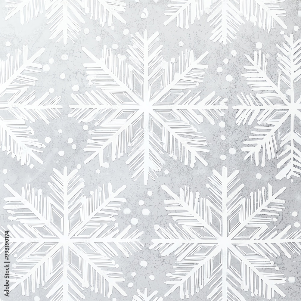 Silver snowflake pattern on white background
