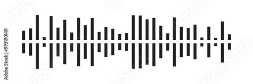 Waves of the equalizer. Vector illustration of music sound on isolated background. Drawing of radio signal painted by black inks. Sketch of musical soundtrack. Etching of voice record in eps 10.
