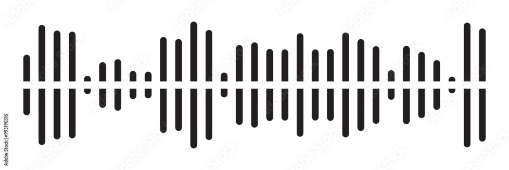 Radio Wave icon. Monochrome simple sound wave on white background. Vector sound wave icon. Music player sound bar. Record interface. Equalizer icon with soundwave line. vector illustration in eps 10. Radio Wave icon. Monochrome simple sound wave on white background. Vector sound wave icon. Music player sound bar. Record interface. Equalizer icon with soundwave line. vector illustration in eps 10.