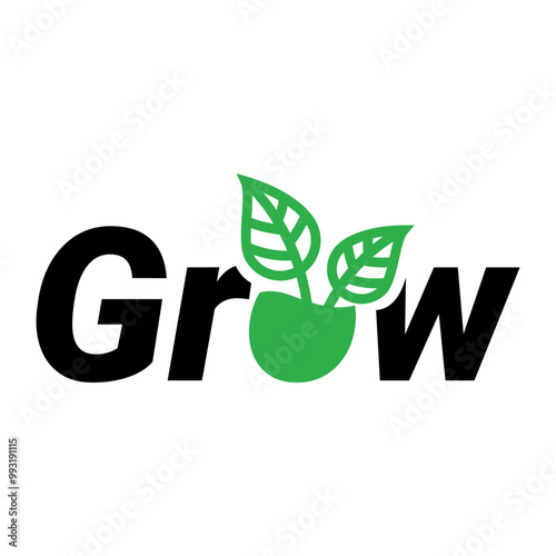 logo for growth with leaves that reflect growth