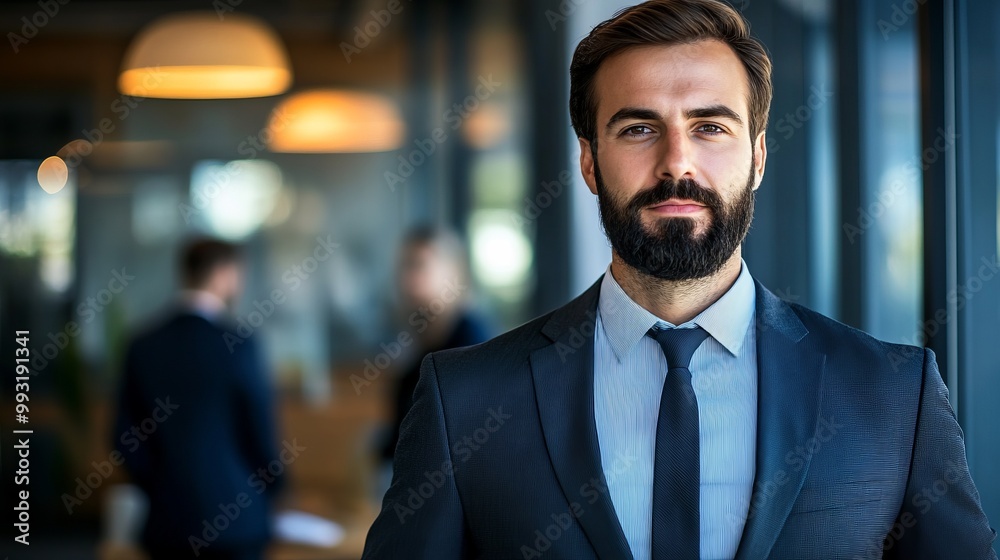 Fototapeta premium Bearded Businessman in Formal Attire Exuding Confidence and Professionalism