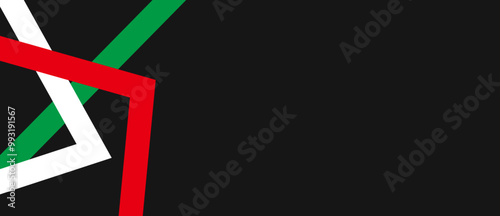 Green red white crossed frames abstract italian concept black background banner template. hungary flag mexico symbol tricolor culture bulgaria colors vector